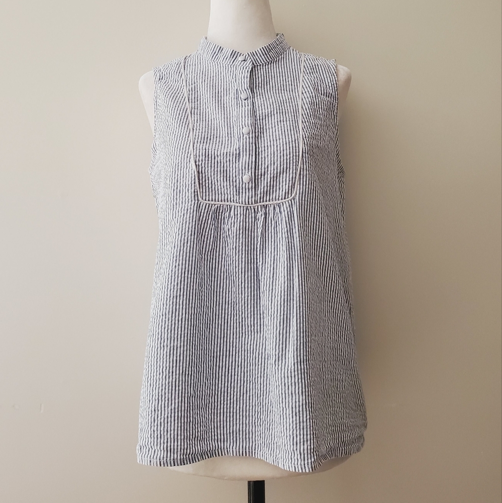 Axara Paris Metallic Striped Sleeveless Blouse